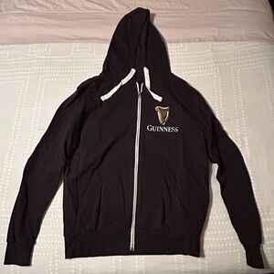 Guinness Black Zip-up Hoodie with Gold Logo - GUC - Sz L